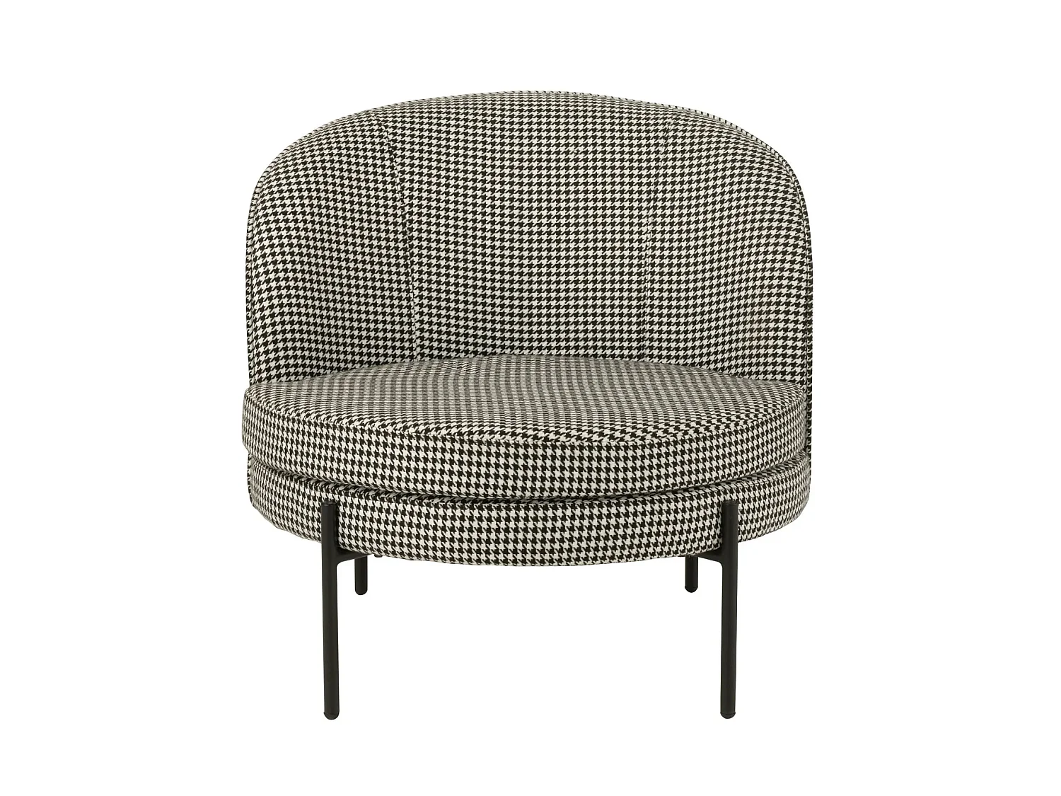 Fauteuil rond en tissu pied-de-poule noir et blanc - POULEA