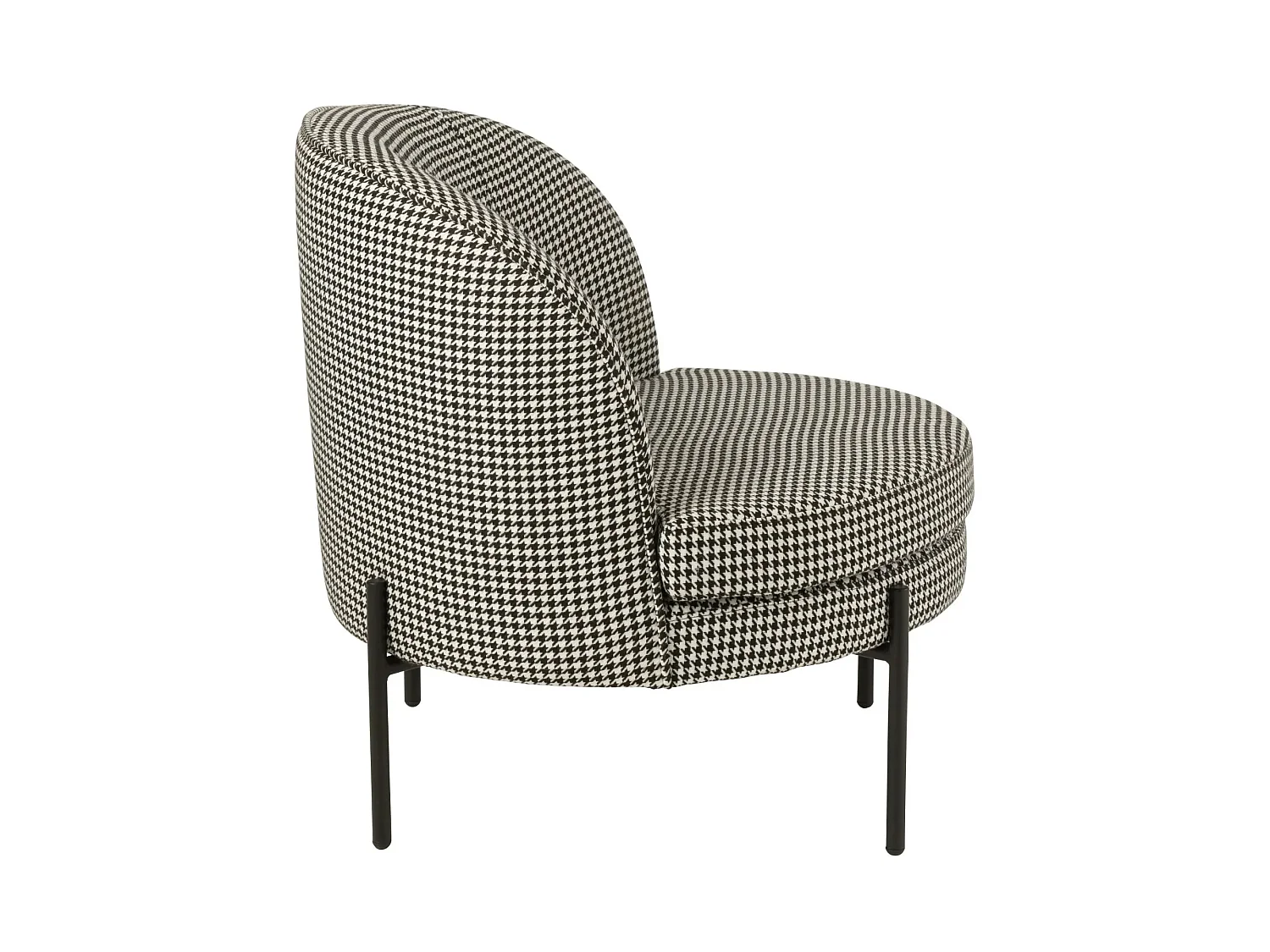 Fauteuil rond en tissu pied-de-poule noir et blanc - POULEA