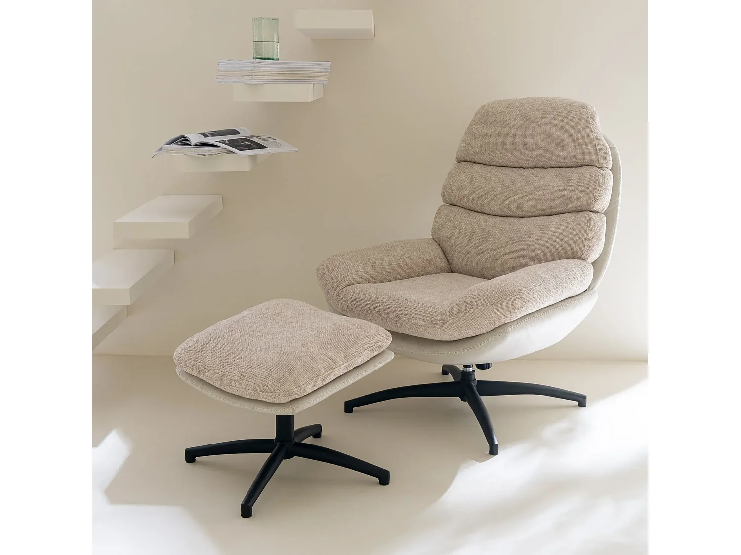 Fauteuil relax pivotant avec repose pieds - ALLINE