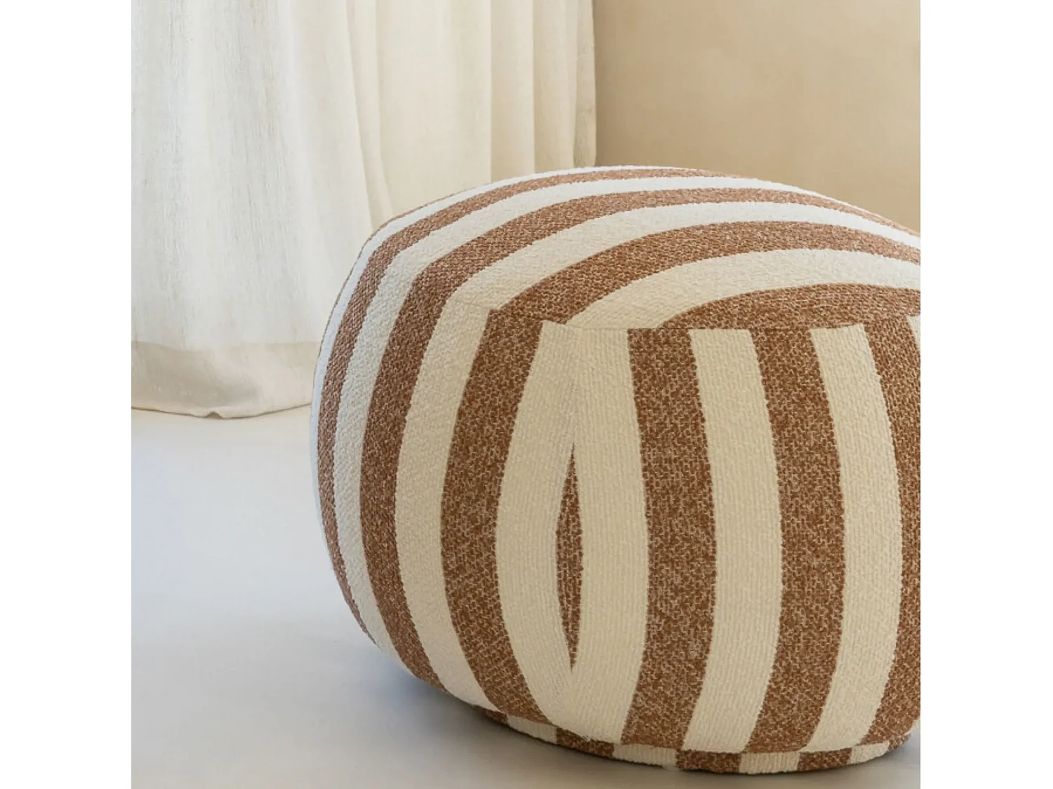Pouf carré en tissu à rayures - AZUR