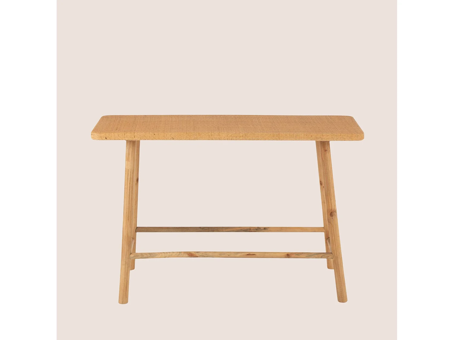 Console rectangulaire en pin et rotin naturel - LAOS