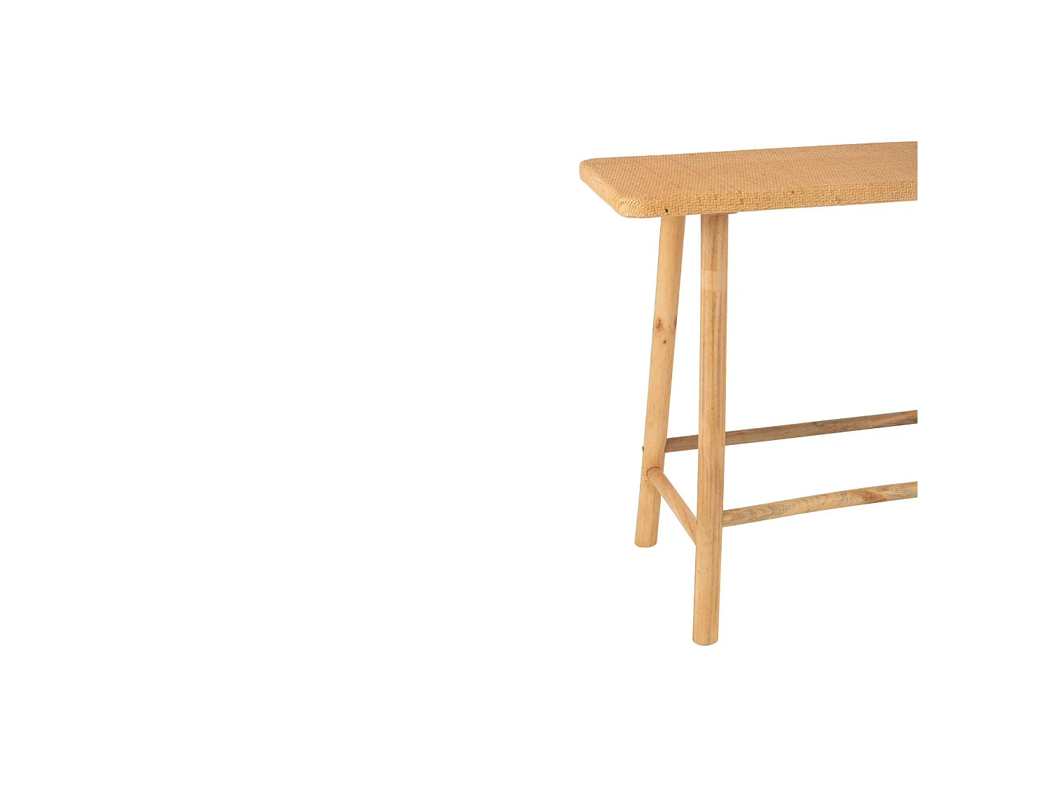 Console rectangulaire en pin et rotin naturel - LAOS