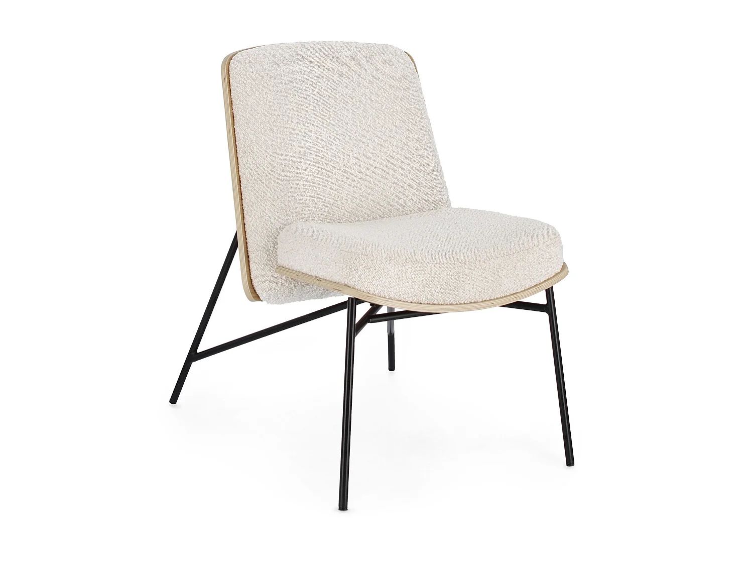 Fauteuil contemporain en bois et tissu bouclette - EMERICK