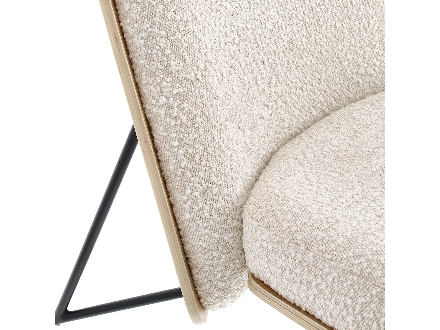 Fauteuil contemporain en bois et tissu bouclette - EMERICK