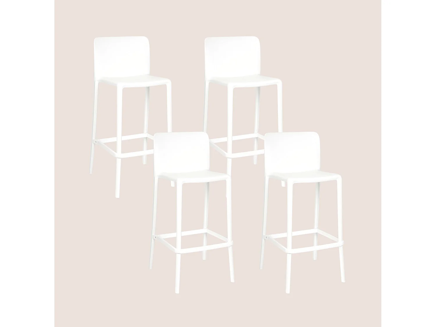 Tabourets de bar d'extérieur avec repose-pieds (lot de 4) - EOLE
