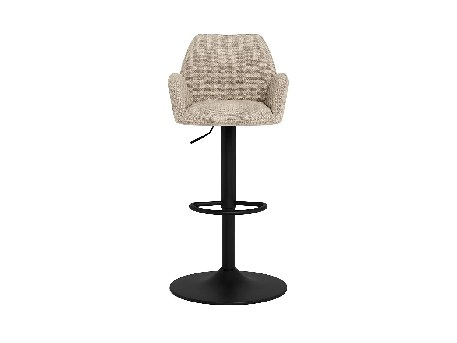 Tabouret de bar pivotant en tissu beige et pied métal - GLENYS