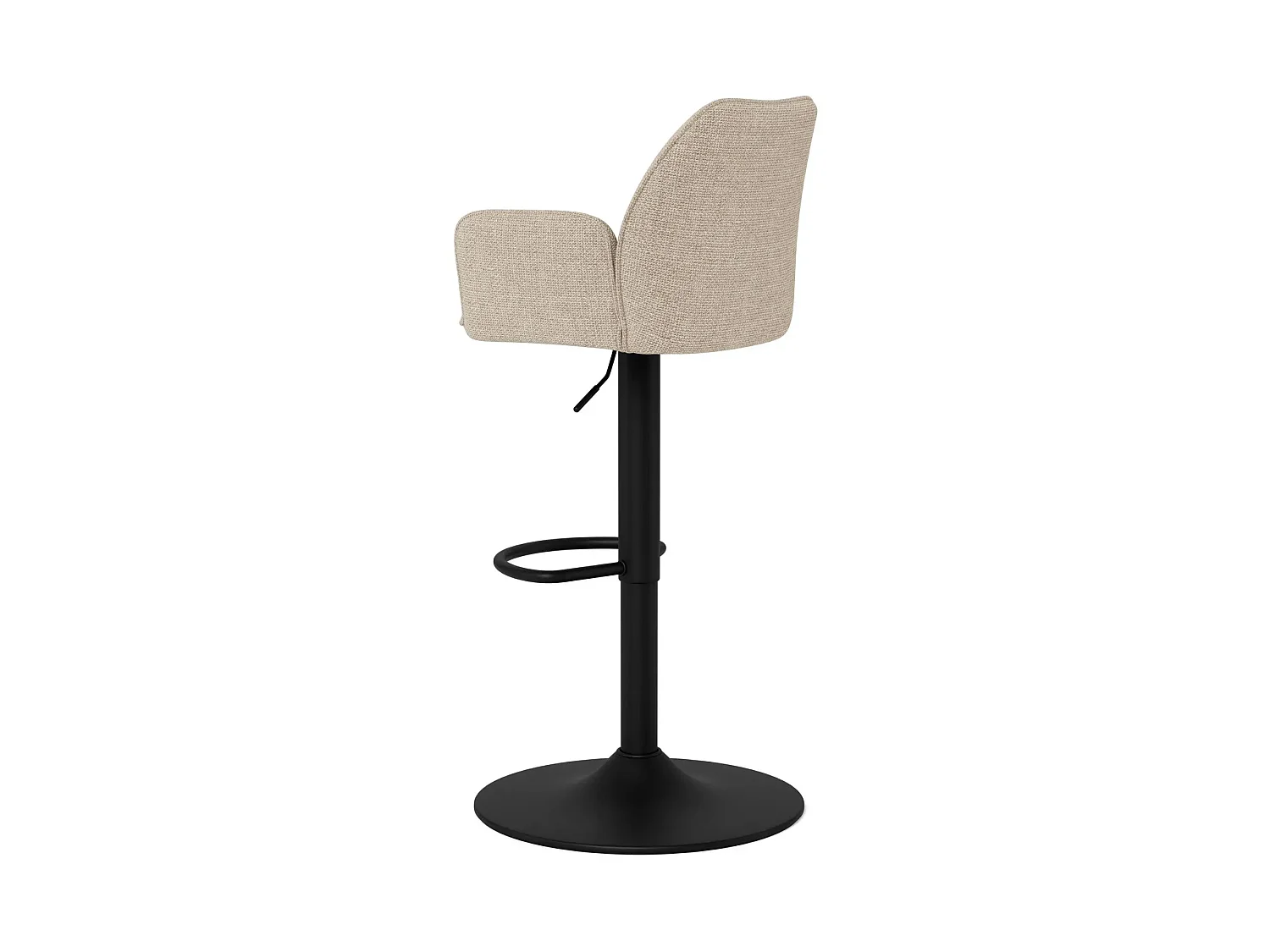 Tabouret de bar pivotant en tissu beige et pied métal - GLENYS