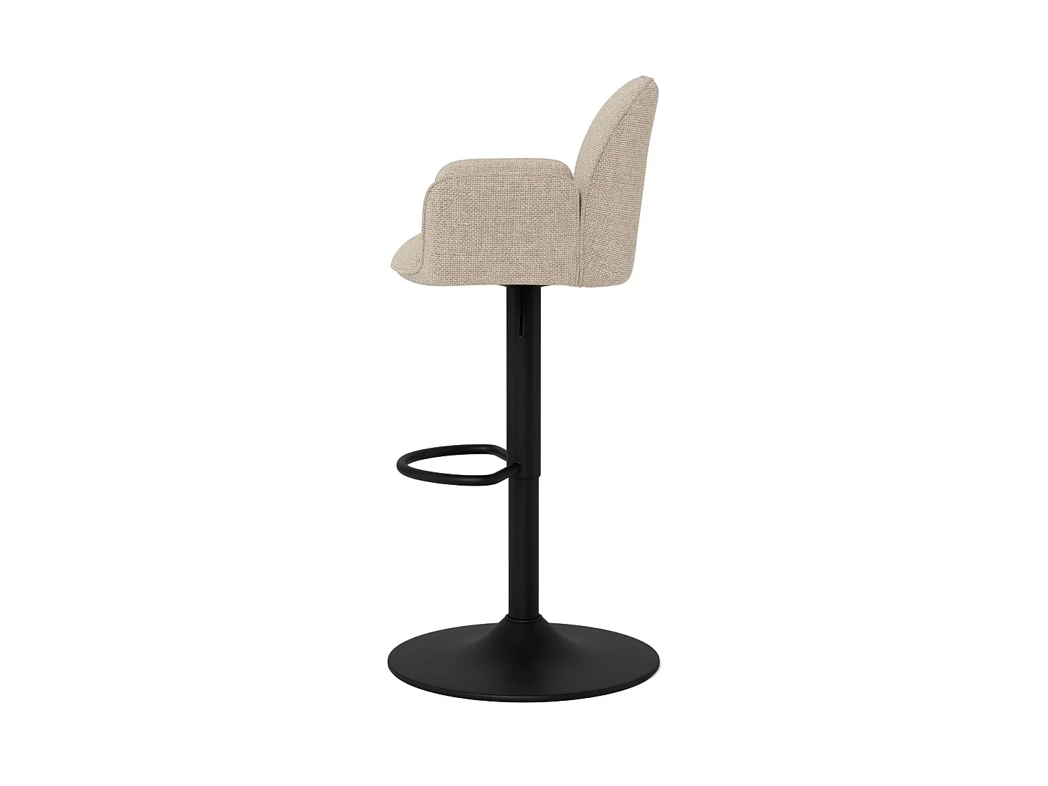 Tabouret de bar pivotant en tissu beige et pied métal - GLENYS