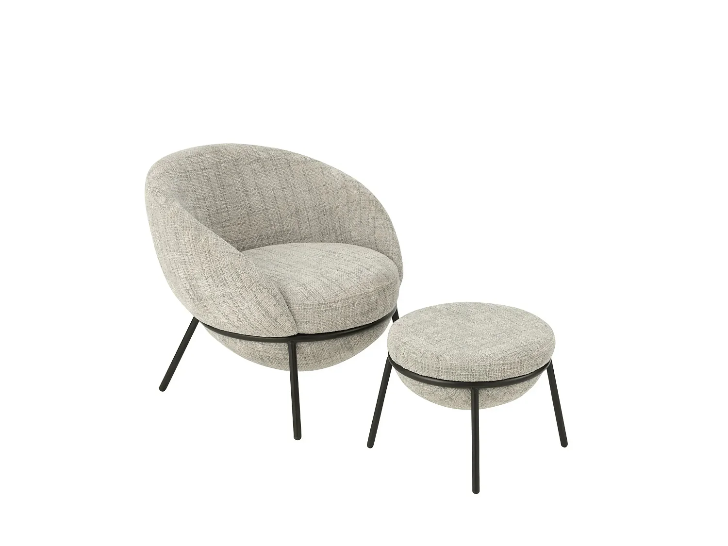 Fauteuil design et repose-pied en tissu - MERO