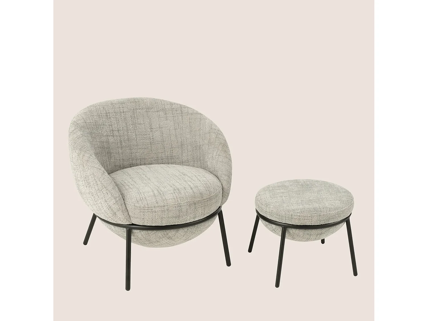 Fauteuil design et repose-pied en tissu - MERO