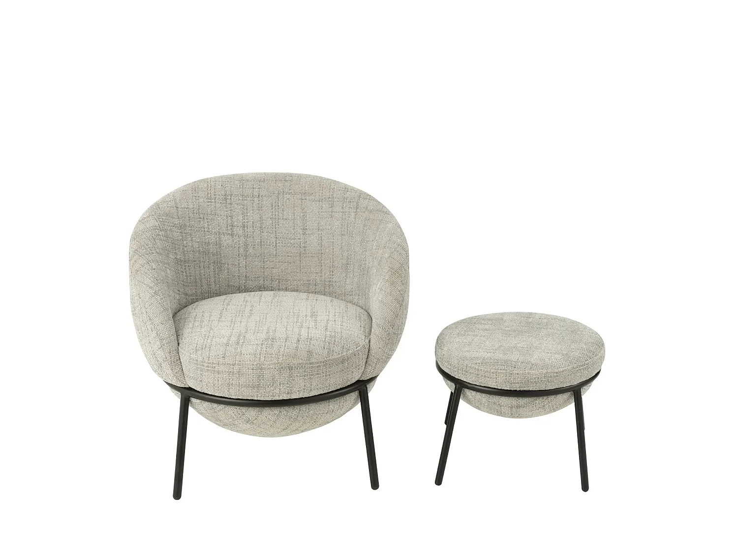 Fauteuil design et repose-pied en tissu - MERO