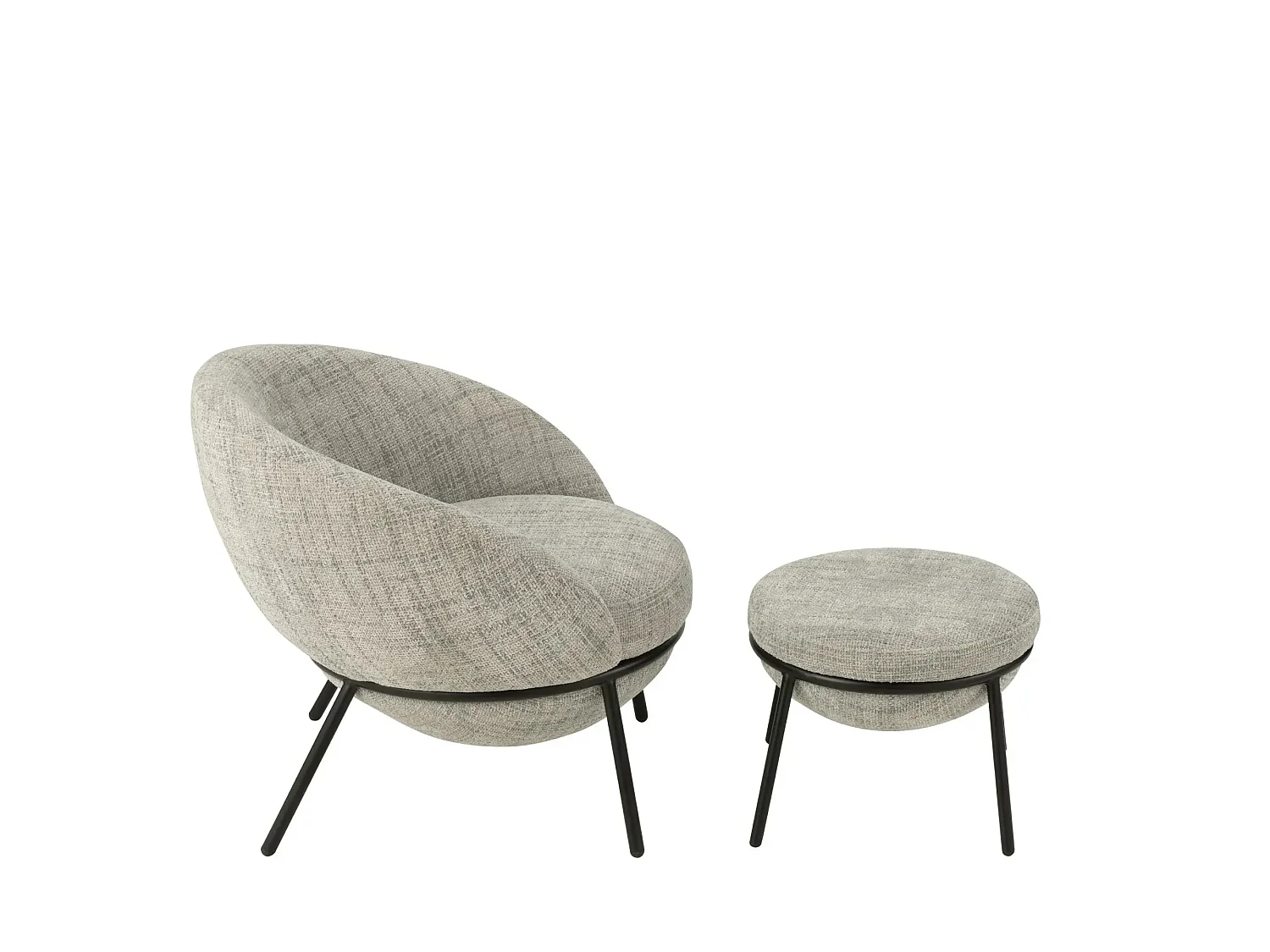 Fauteuil design et repose-pied en tissu - MERO