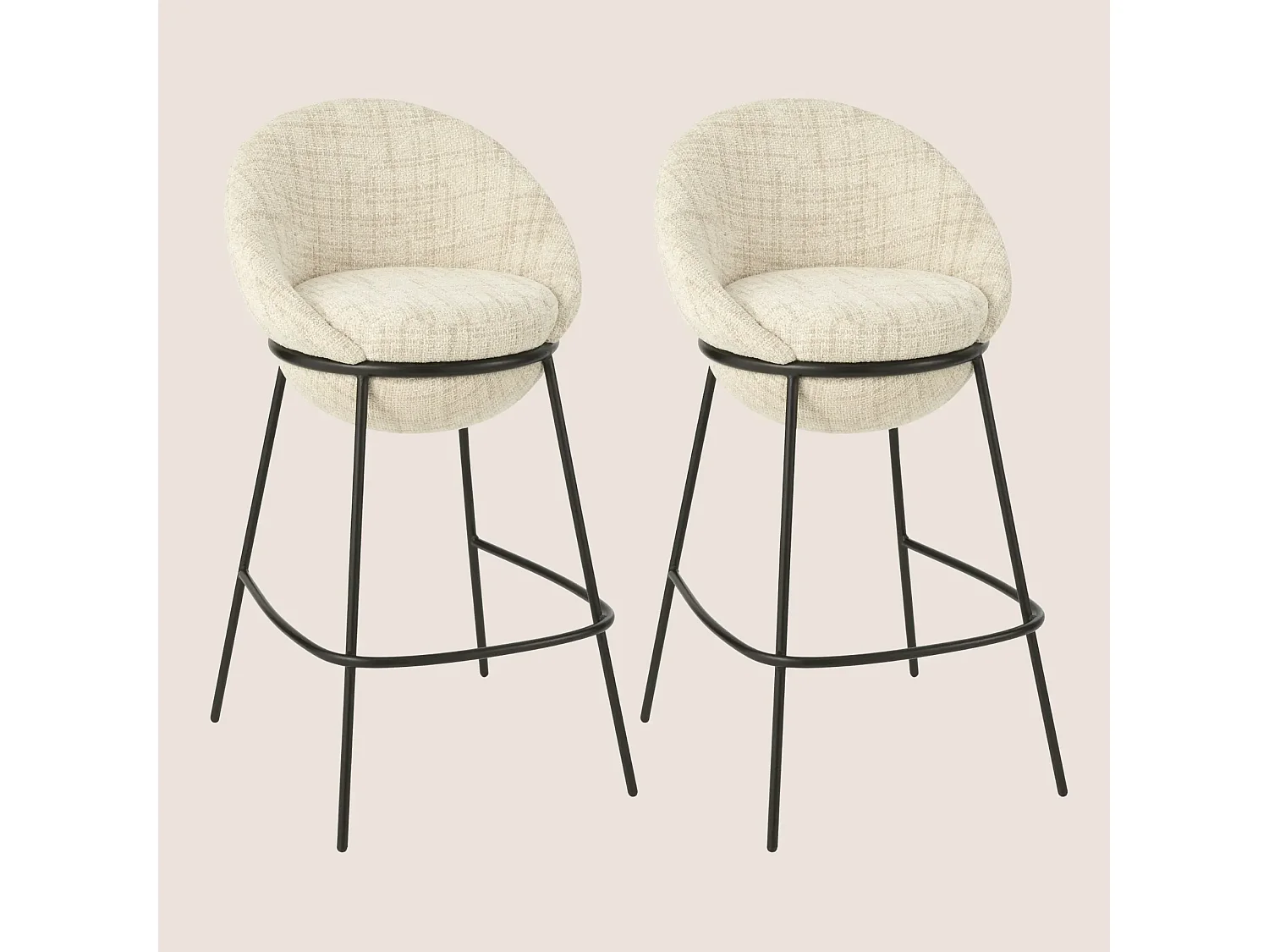 Tabourets de bar design en tissu (lot de 2) - MERO