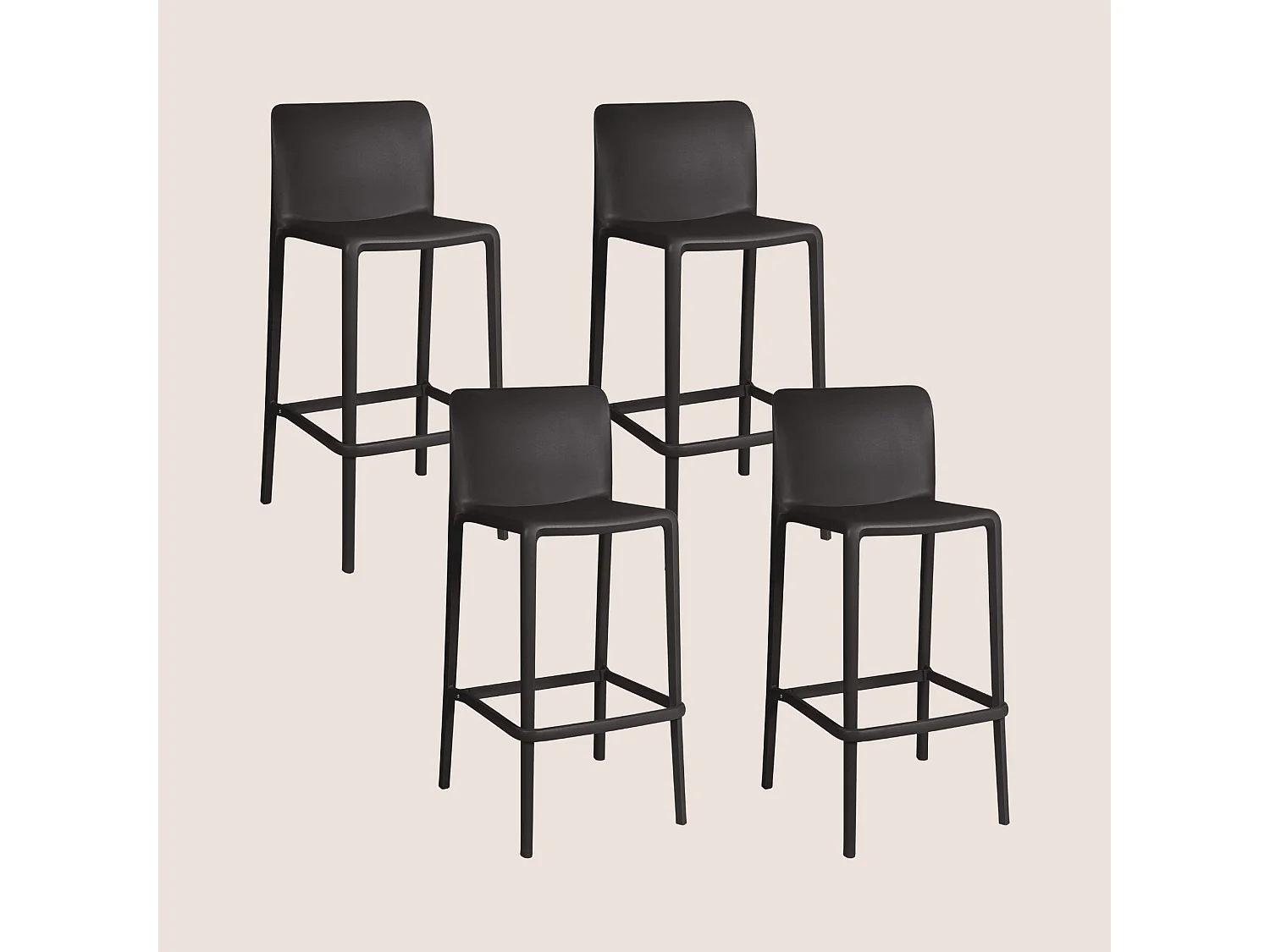 Tabourets de bar d'extérieur avec repose-pieds (lot de 4) - EOLE