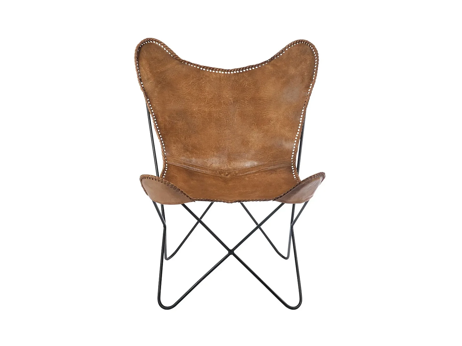 Fauteuil papillon en métal et cuir - ALTO