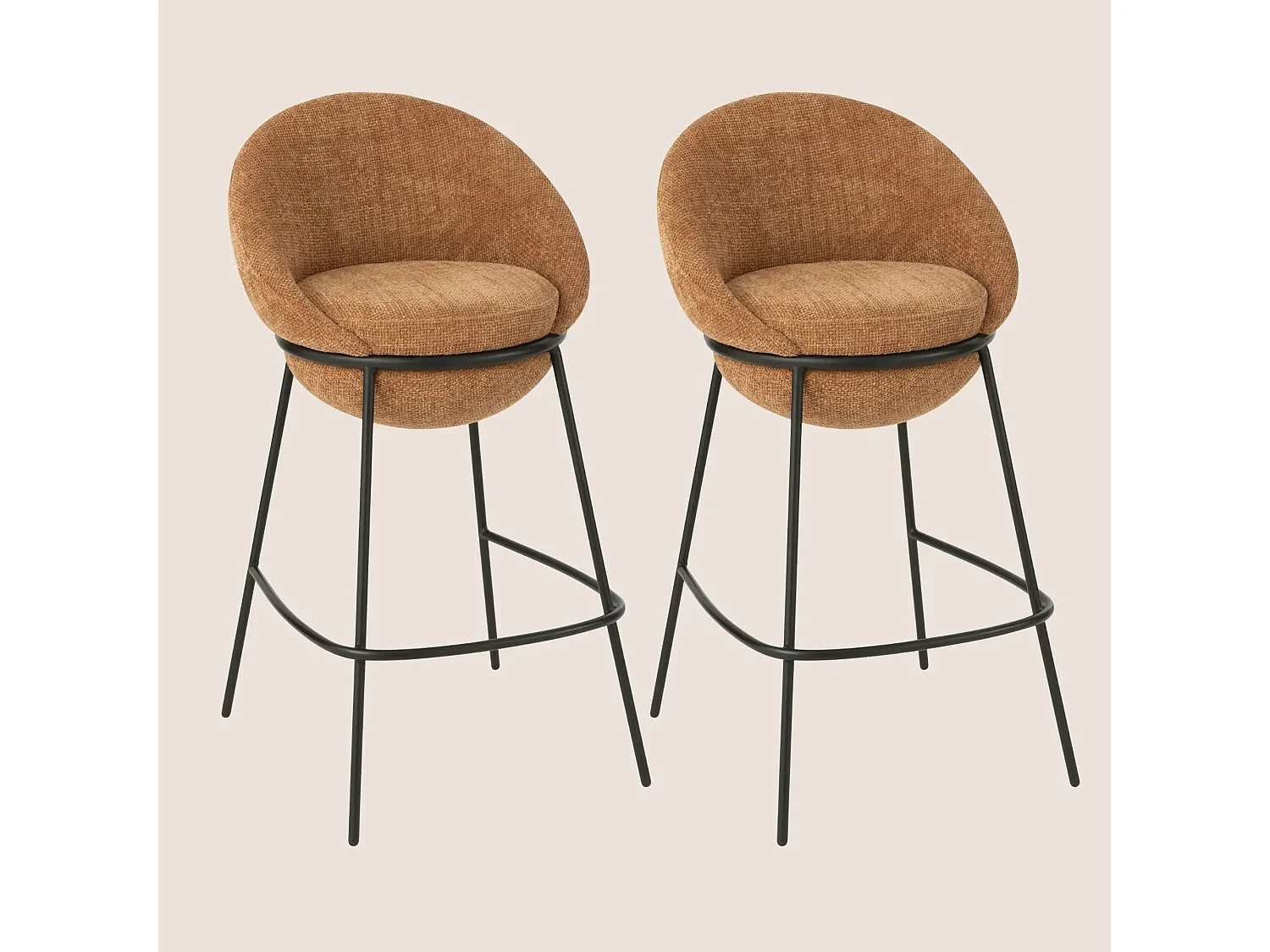 Tabourets de bar design en tissu (lot de 2) - MERO