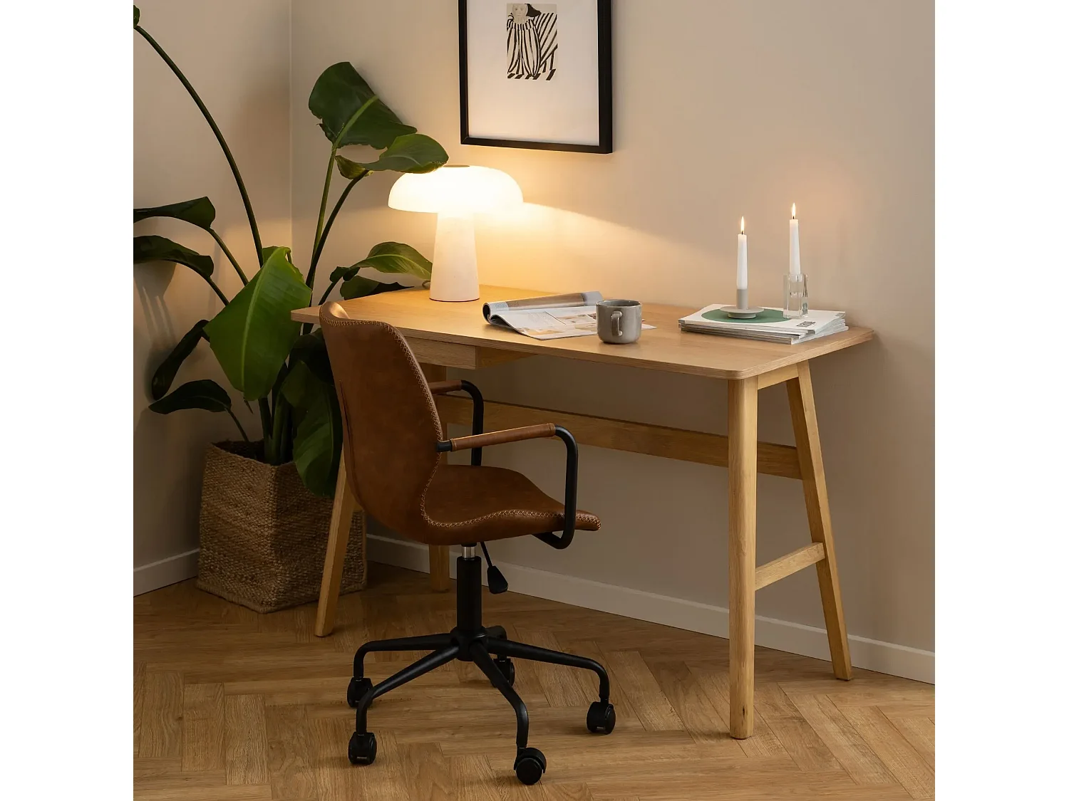 Bureau scandinave en chêne naturel 1 tiroir L120 - BARNELL