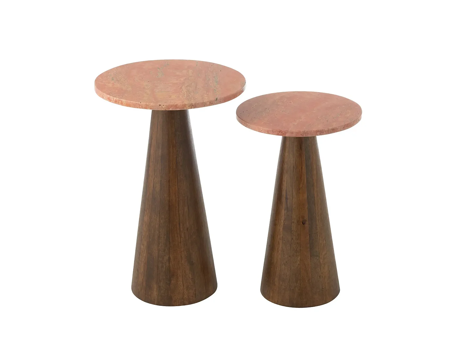 Tables basses en marbre terracotta et pied bois D35 (set de 2) - ASO