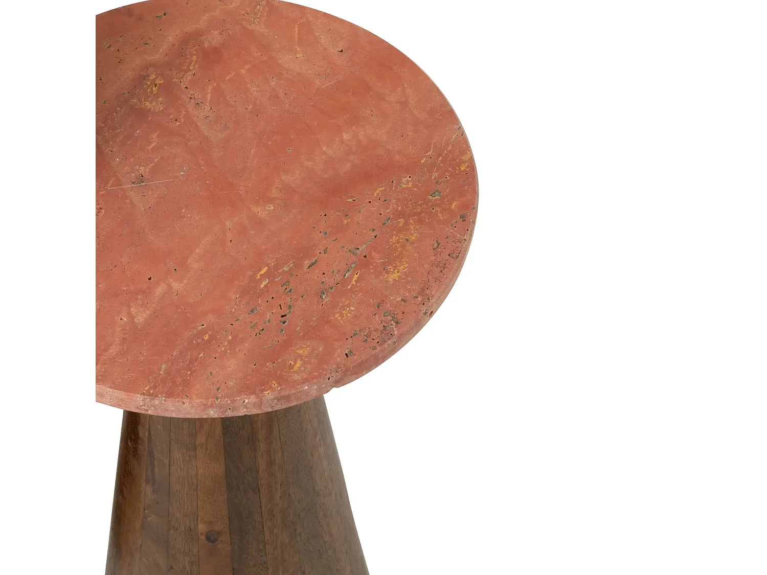 Tables basses en marbre terracotta et pied bois D35 (set de 2) - ASO