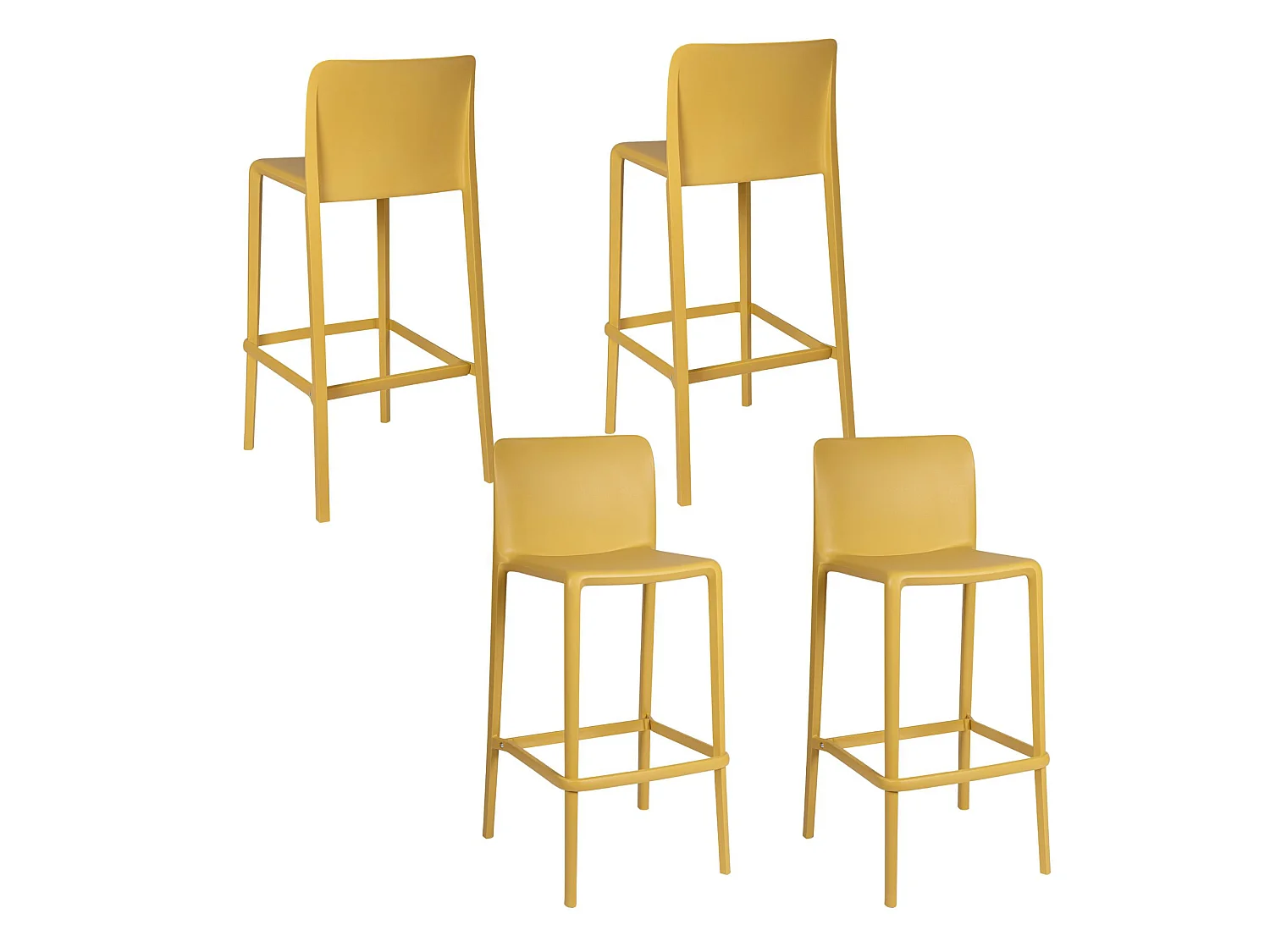 Tabourets de bar d'extérieur avec repose-pieds (lot de 4) - EOLE