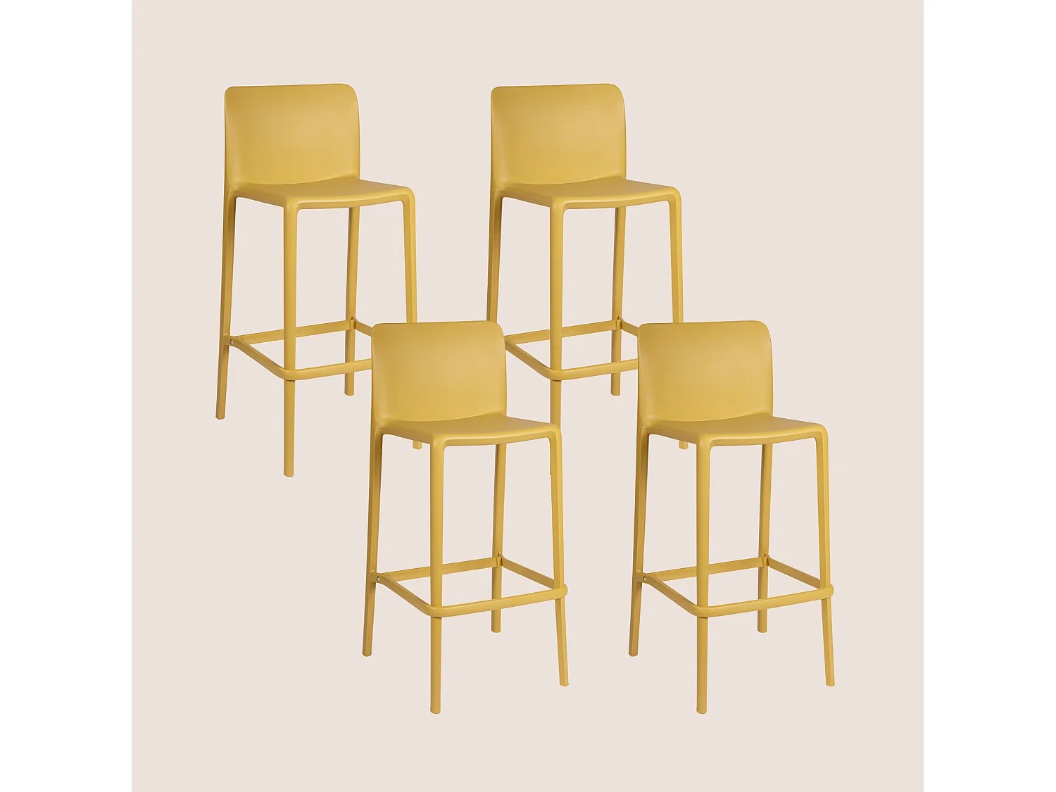 Tabourets de bar d'extérieur avec repose-pieds (lot de 4) - EOLE