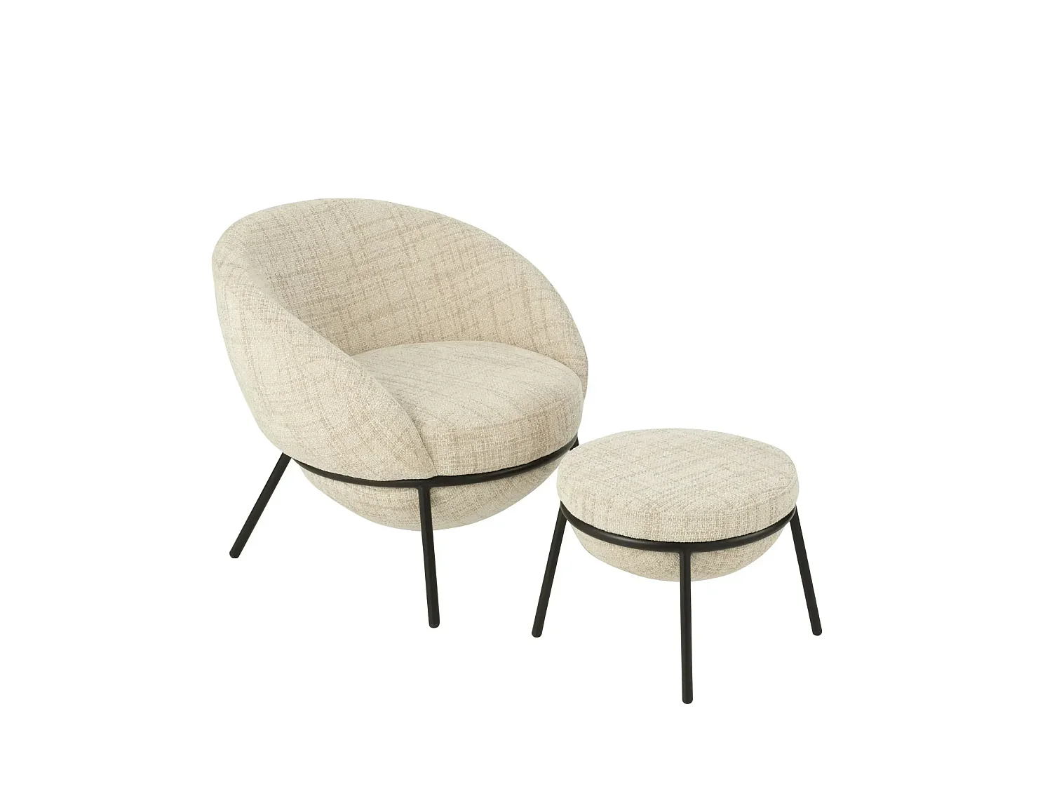 Fauteuil design et repose-pied en tissu - MERO