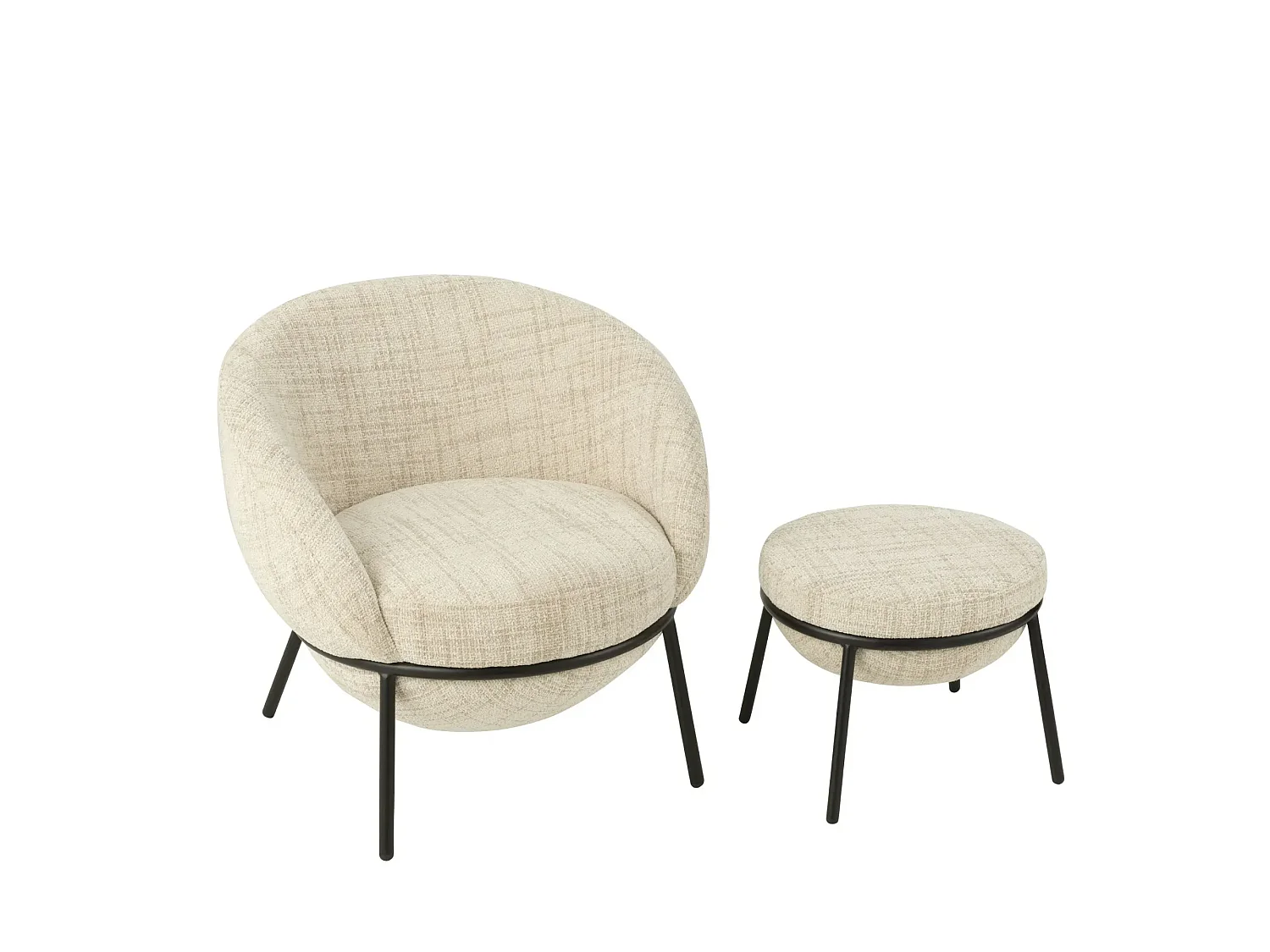 Fauteuil design et repose-pied en tissu - MERO