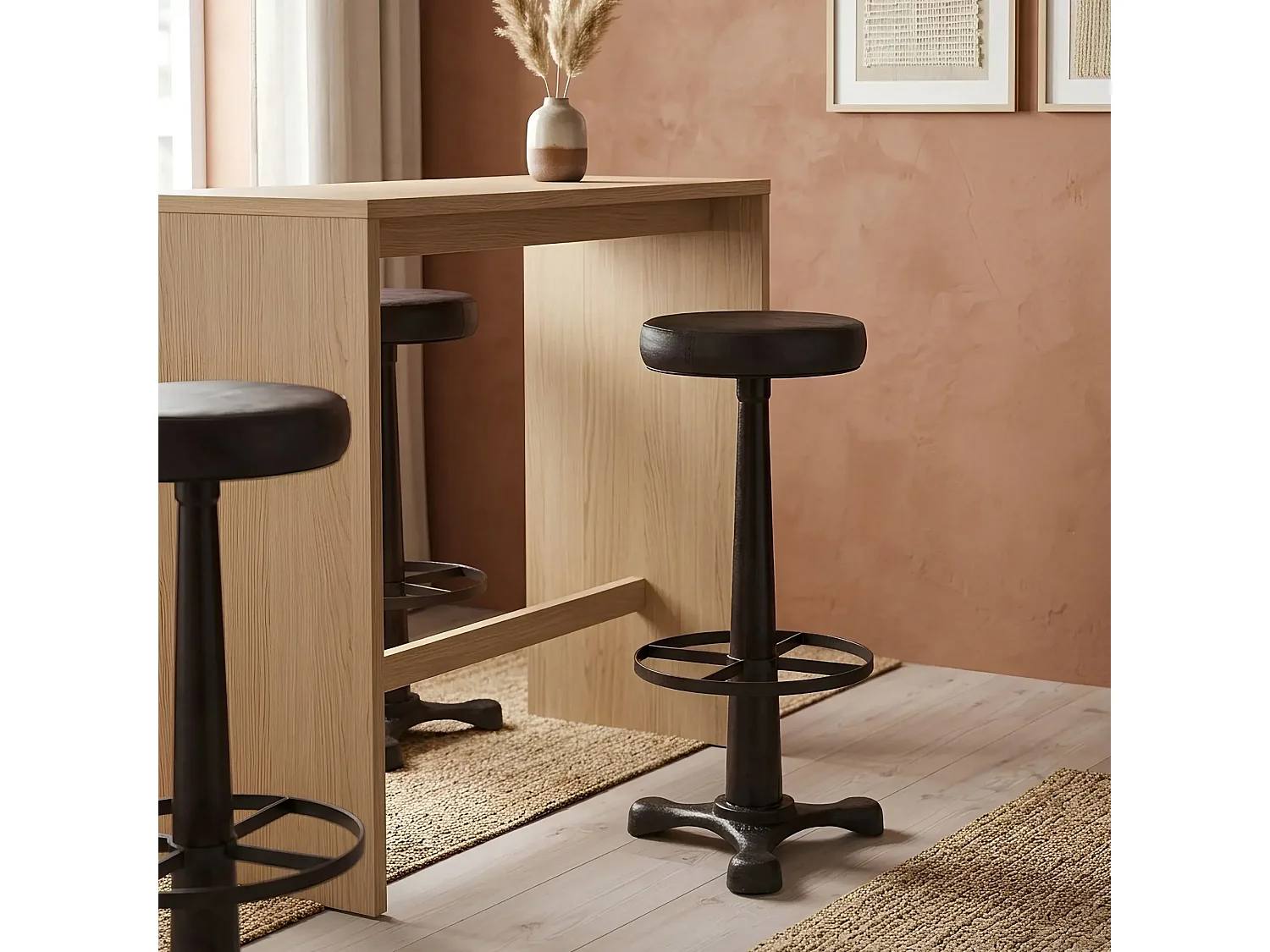 Tabouret de bar en métal et cuir - TANIS