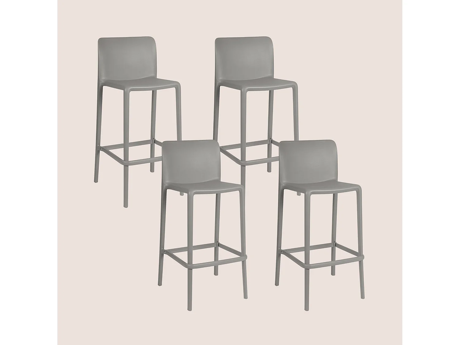 Tabourets de bar d'extérieur avec repose-pieds (lot de 4) - EOLE