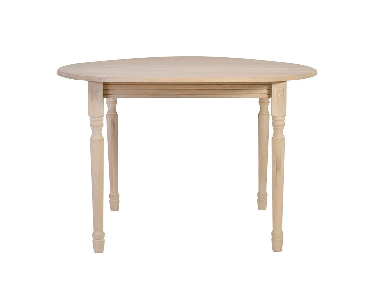 Table ronde extensible chêne blanchi 4/6 places D115 pieds tournés - VICTORIA