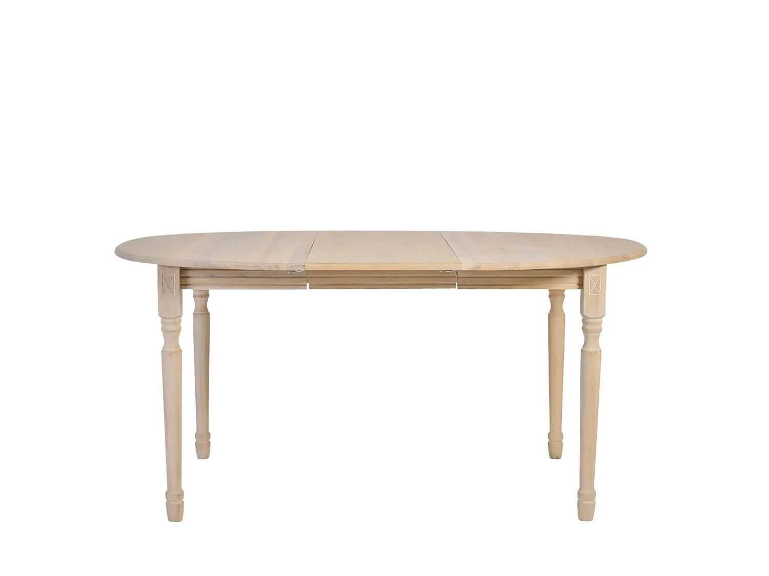 Table ronde extensible chêne blanchi 4/6 places D115 pieds tournés - VICTORIA