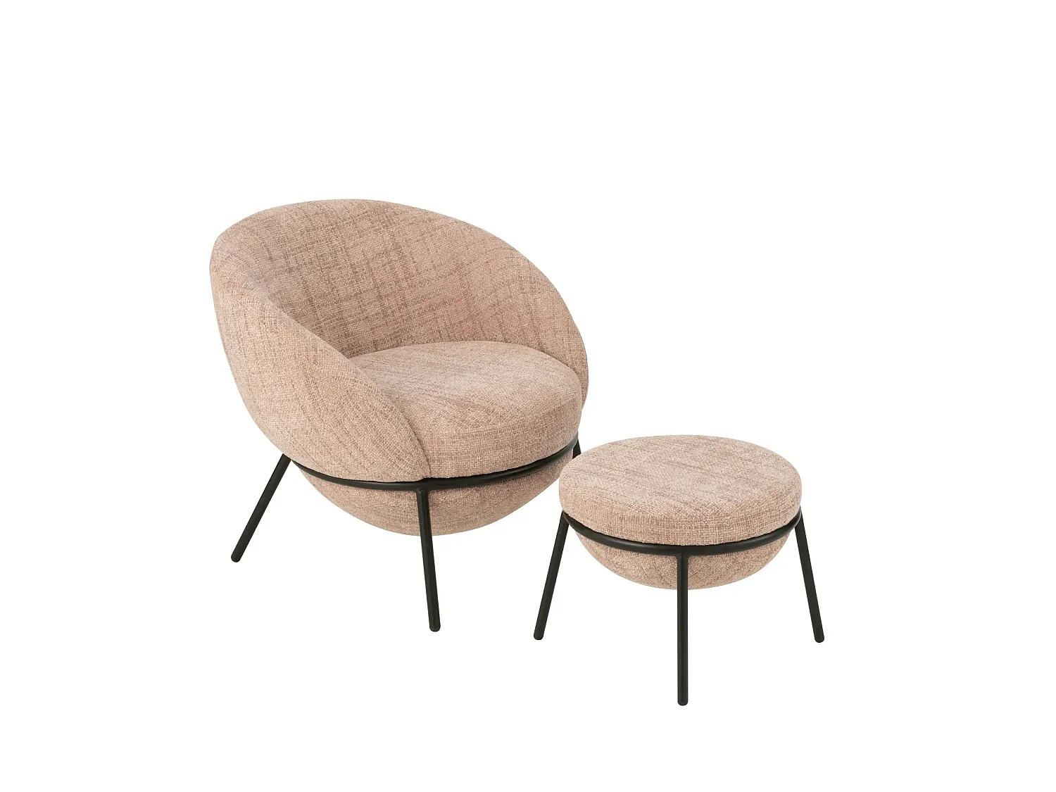 Fauteuil design et repose-pied en tissu - MERO