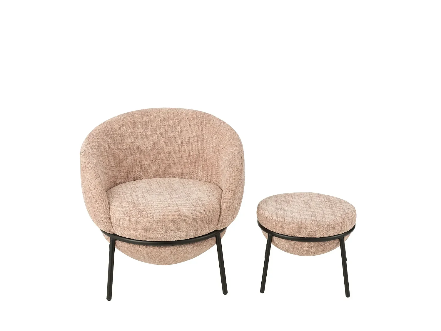 Fauteuil design et repose-pied en tissu - MERO