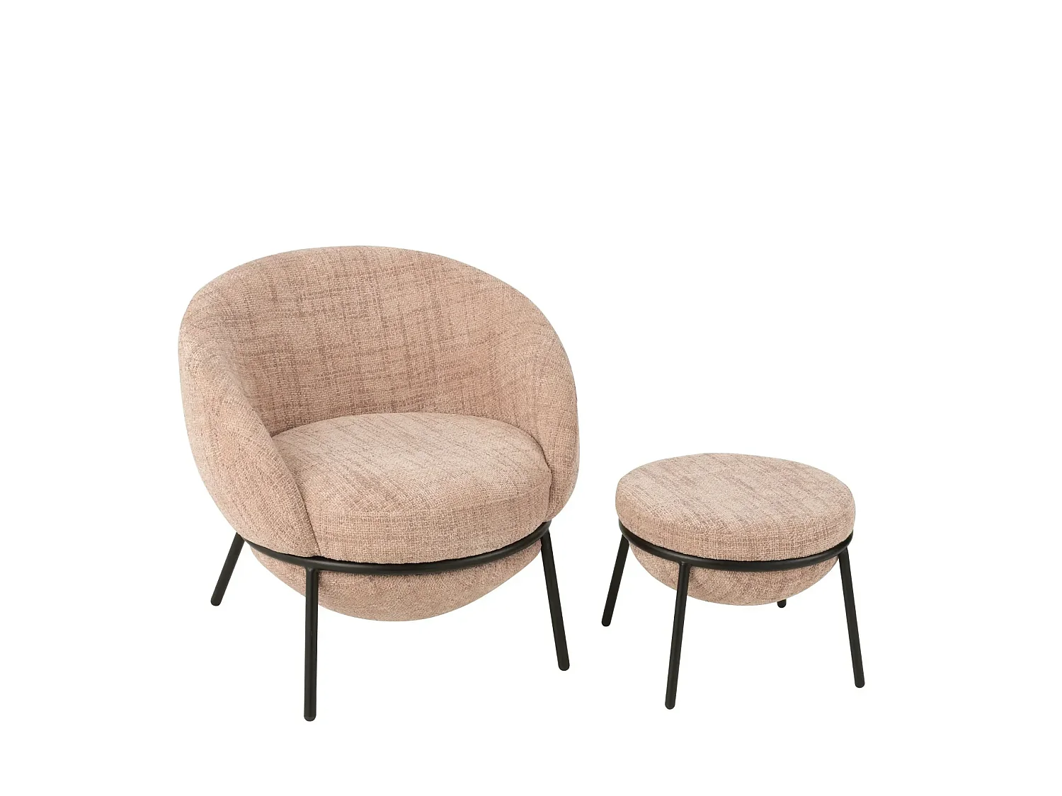 Fauteuil design et repose-pied en tissu - MERO