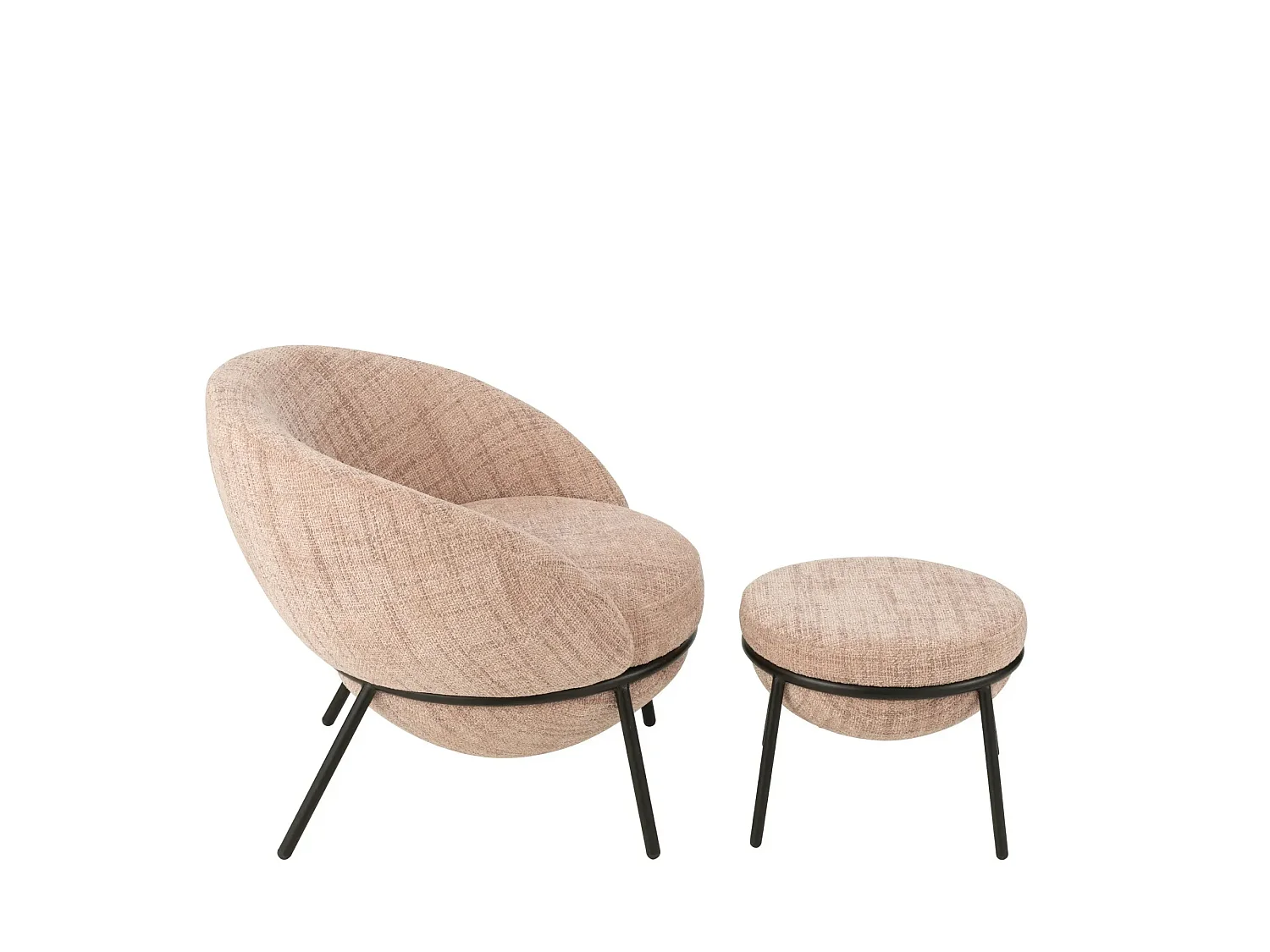 Fauteuil design et repose-pied en tissu - MERO