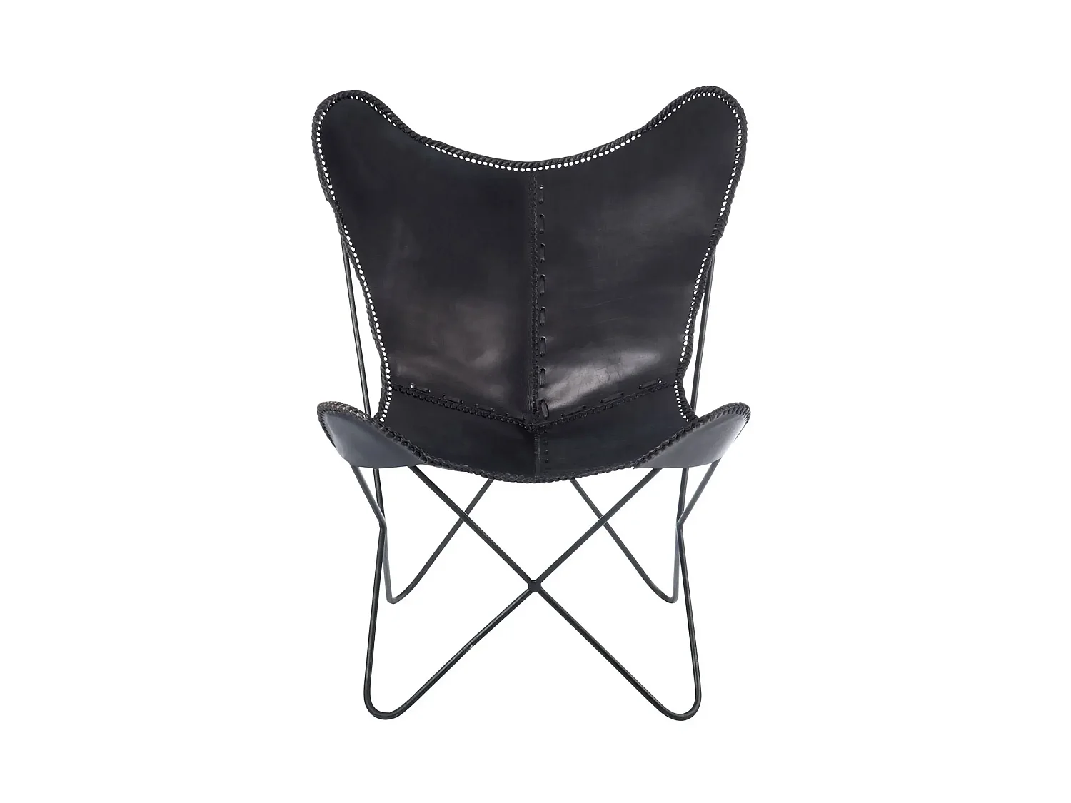 Fauteuil papillon en métal et cuir - ALTO