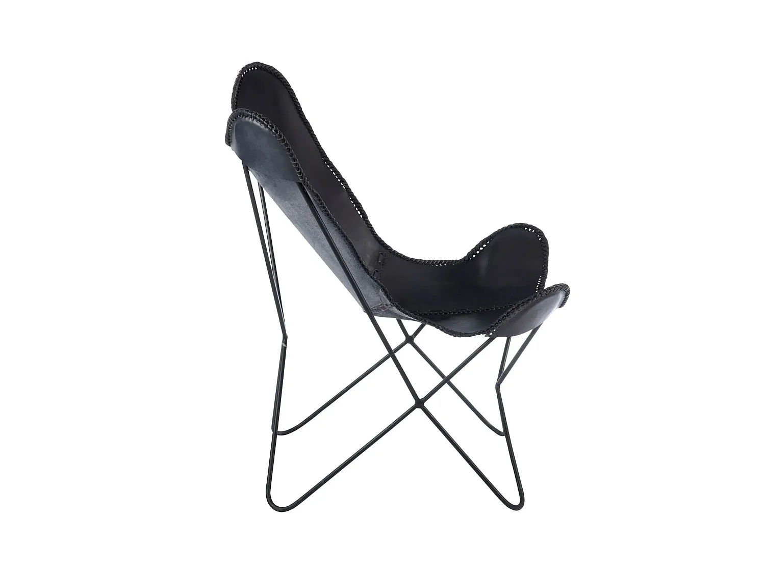 Fauteuil papillon en métal et cuir - ALTO