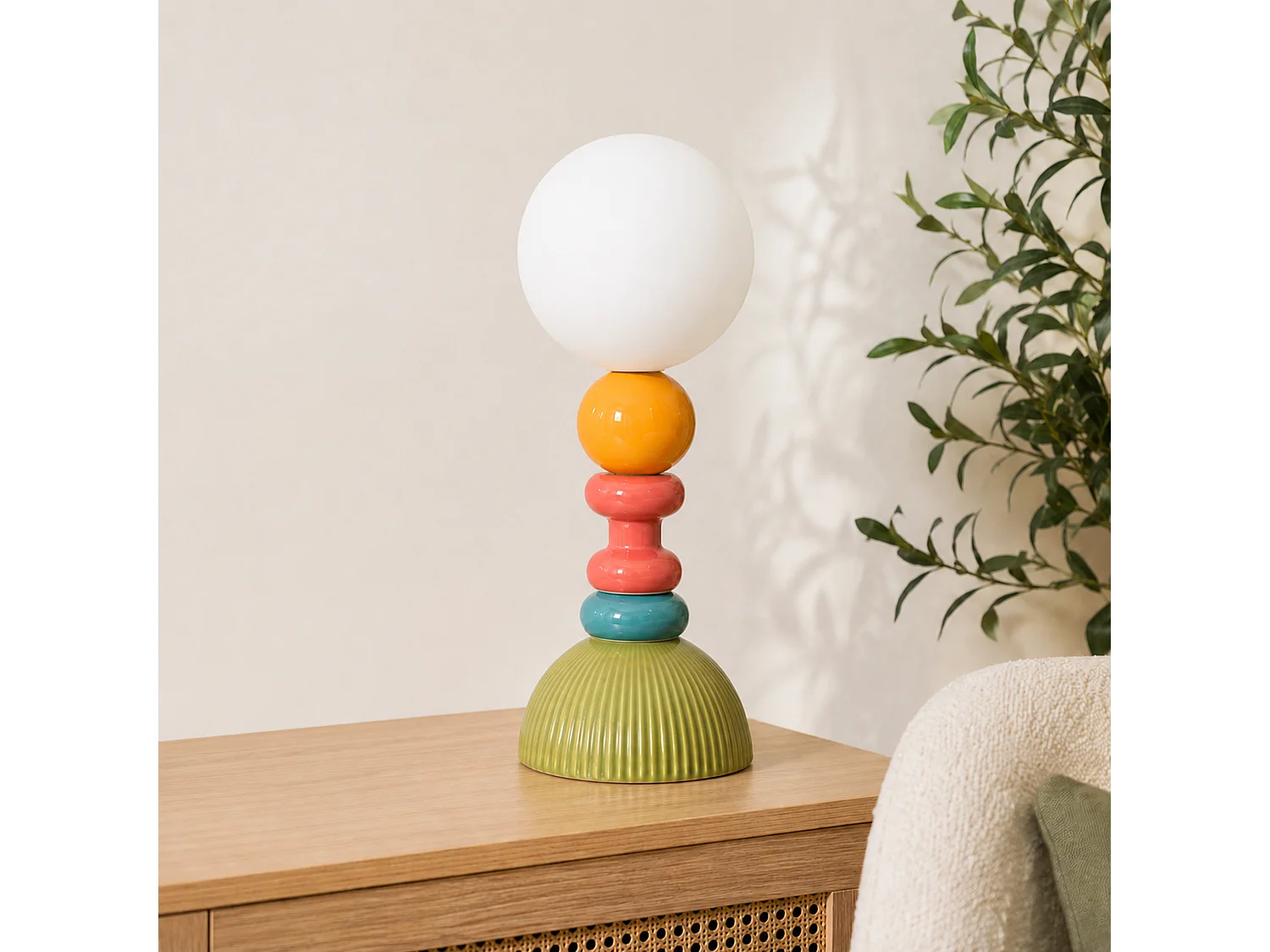 Lámpara de mesa de cerámica multicolor - Pili