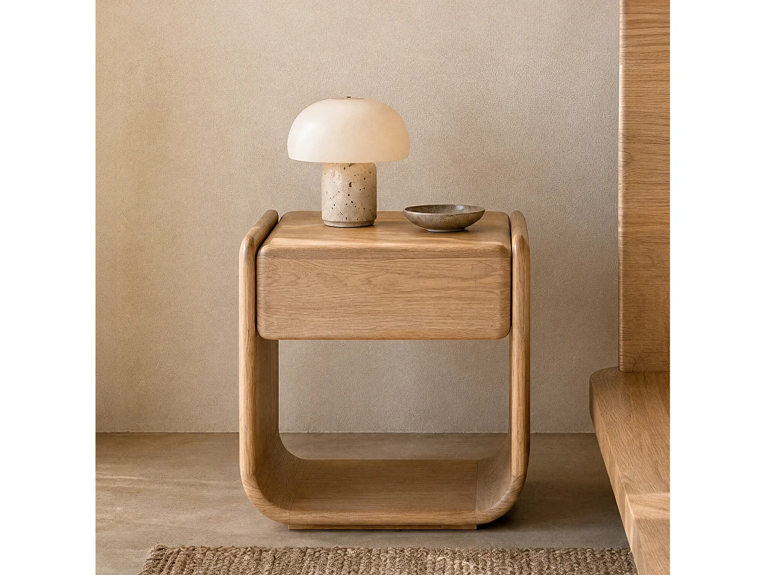 Table de chevet en placage chène - Eléa