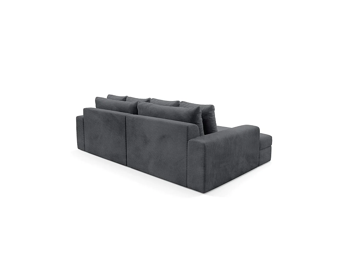 Canapé d'angle gauche convertible 3 places avec coffre en tissu gris PAOLA