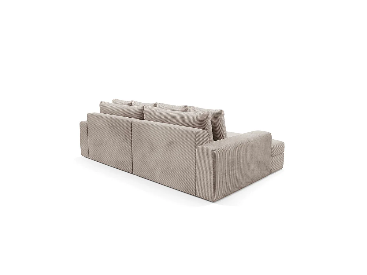 Canapé d'angle gauche convertible 3 places avec coffre en tissu taupe PAOLA