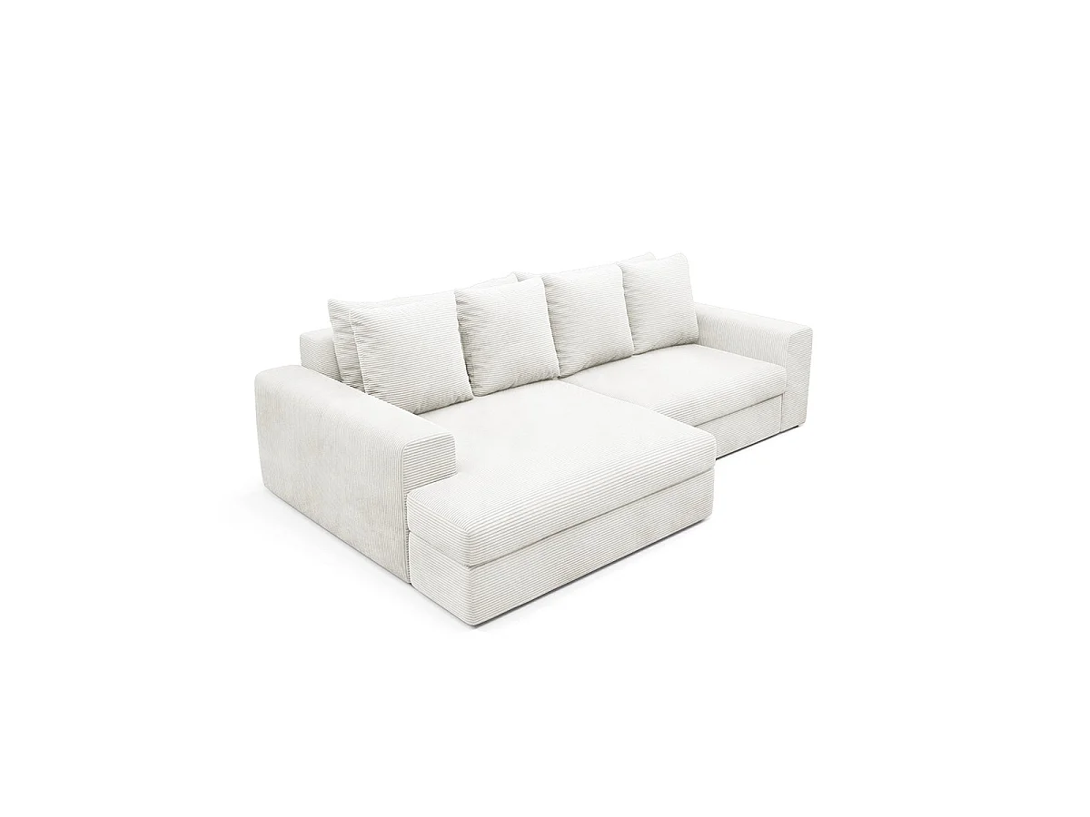 Canapé d'angle gauche convertible 3 places avec coffre en tissu blanc PAOLA