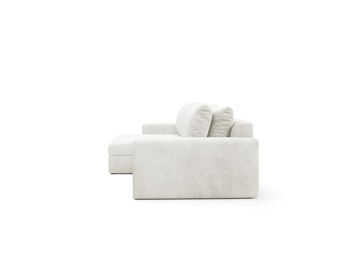 Canapé d'angle gauche convertible 3 places avec coffre en tissu blanc PAOLA