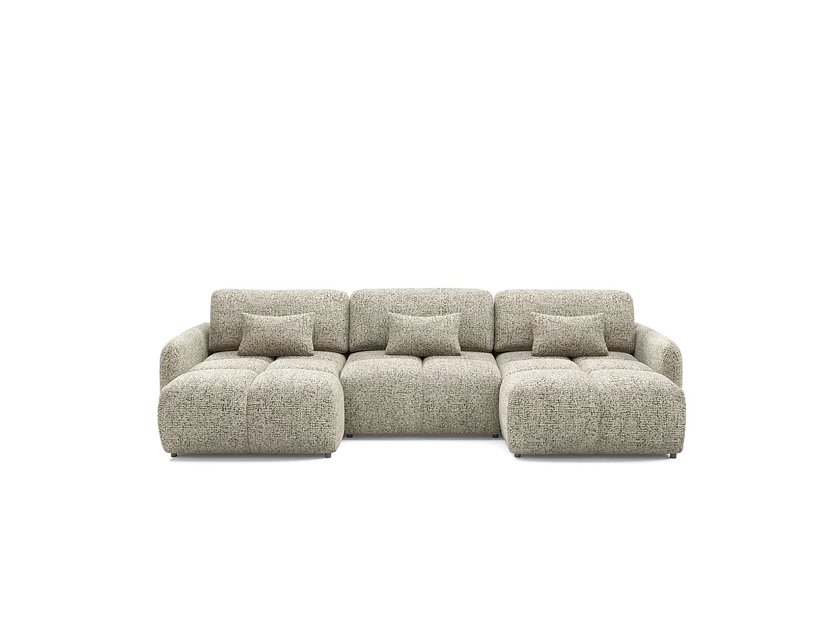 Canapé en U 5 places convertible avec coffre Vittoria Beige chiné