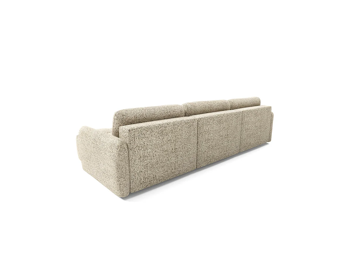 Canapé convertible 5 places avec coffre en tissu chiné beige VITTORIA