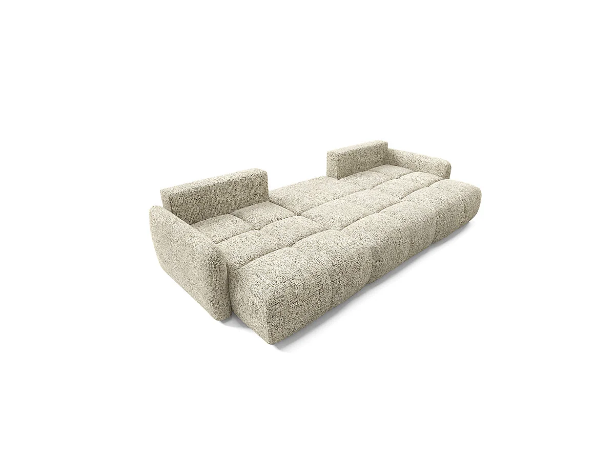 Canapé convertible 5 places avec coffre en tissu chiné beige VITTORIA