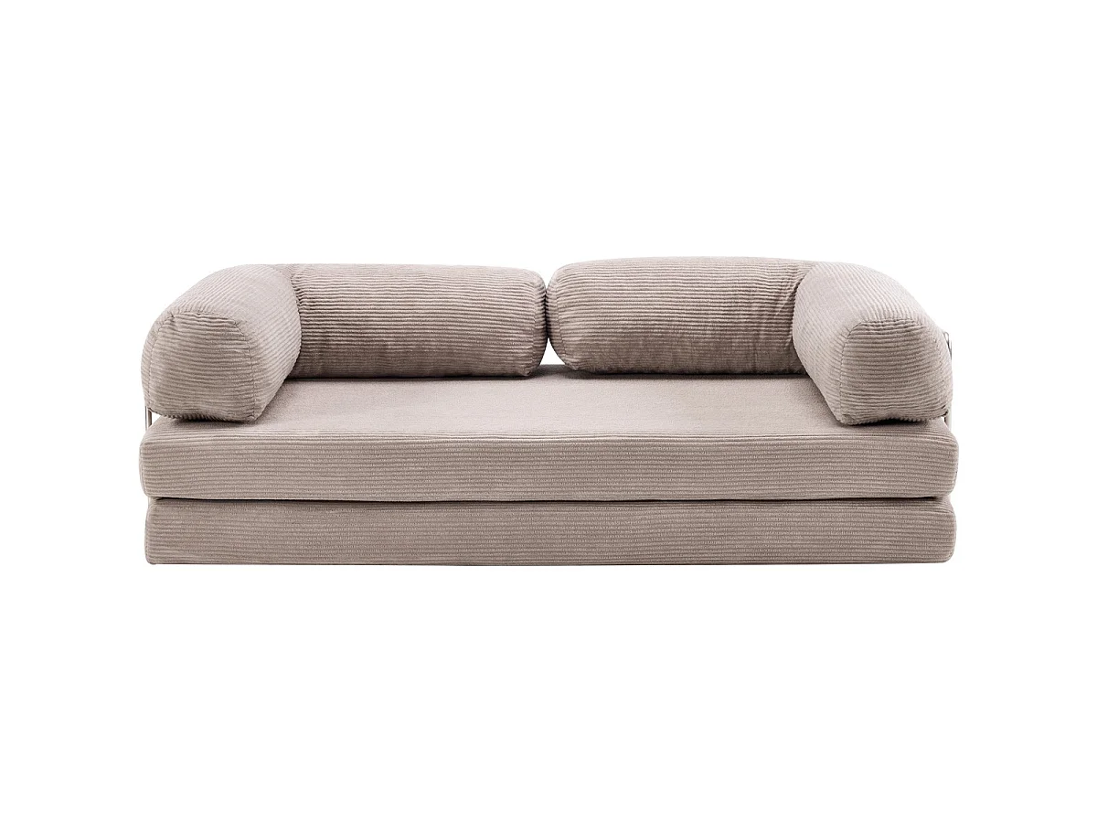Canapé convertible compressé 3 places en velours côtelé taupe - Buddy
