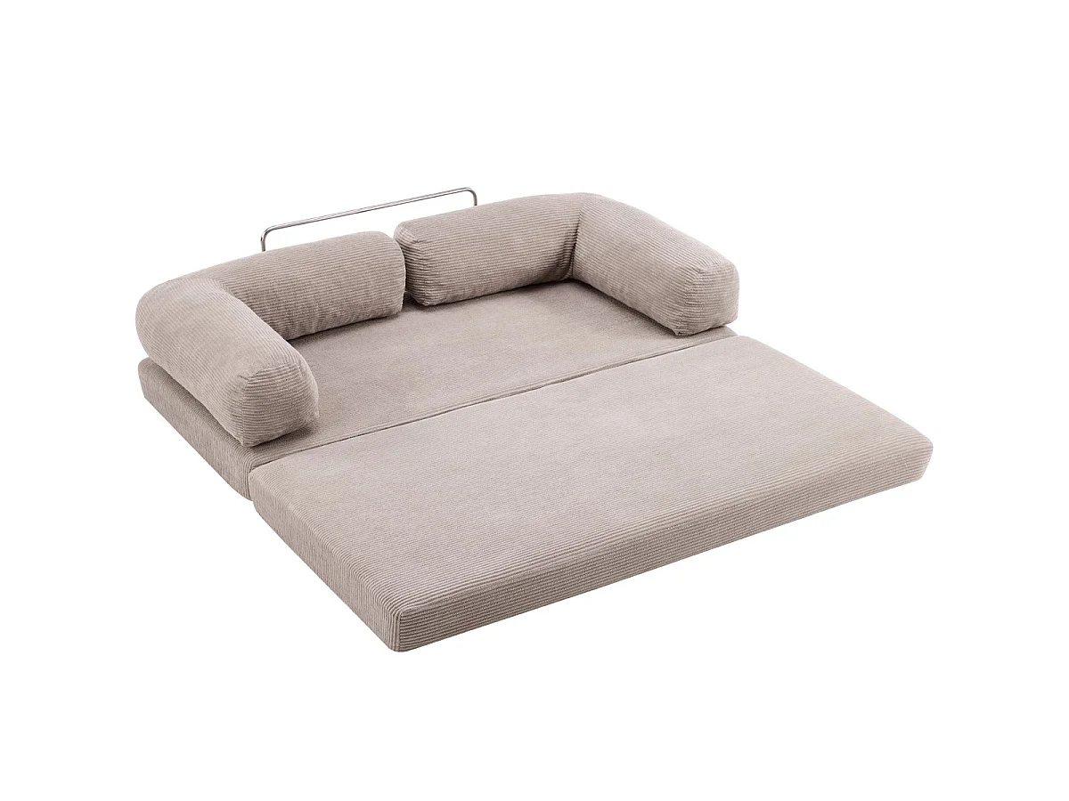 Canapé convertible compressé 3 places en velours côtelé taupe - Buddy