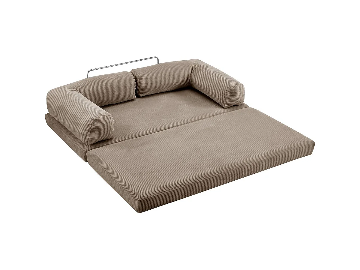Canapé convertible 3 places en velours côtelé taupe BUDDY