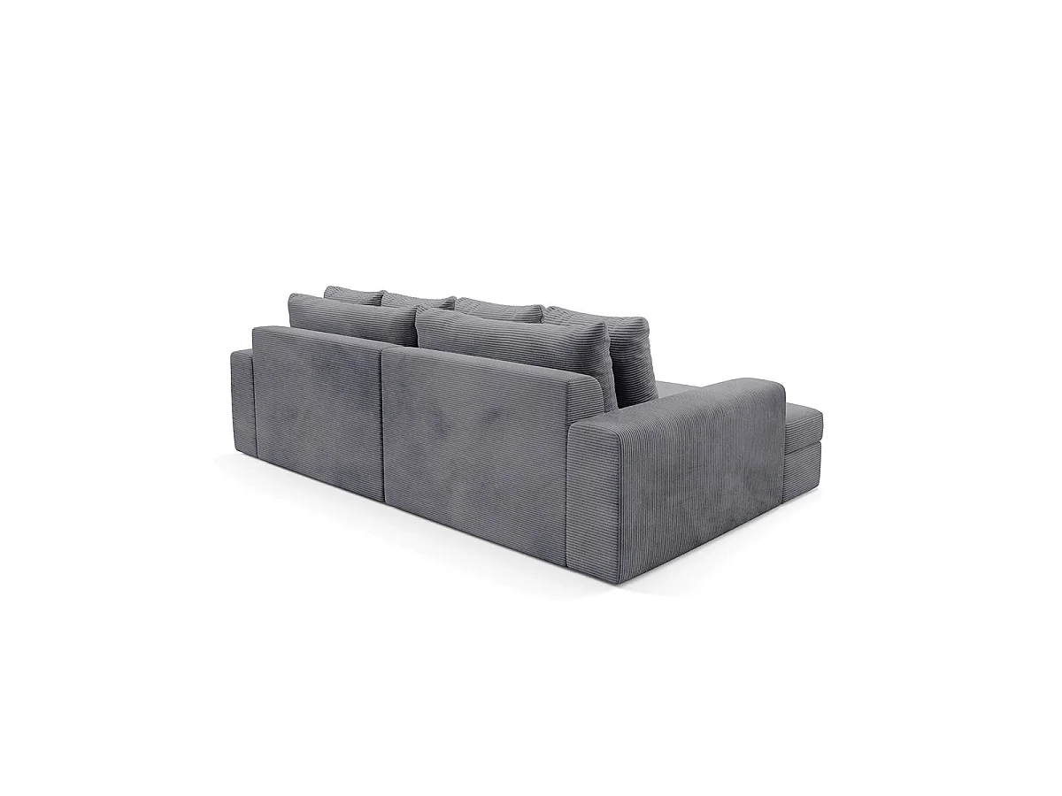 Canapé d'angle gauche convertible 3 places avec coffre en tissu gris clair PAOLA